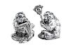 A Pair of Italian Silver-Plate Monkey Figures, Mid-20th Century, each in the form of a seated monkey, one figure holding an umbr