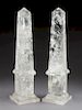 A Pair of Rock Crystal Obelisks Height 13 inches.