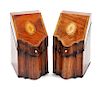 A Pair of George III Inlaid Mahogany Knife Boxes Height 32 x width 13 x depth 11 inches.