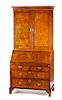 A George III Burl Walnut Secretary Bookcase Height 88 x width 40 1/2 x depth 23 inches.