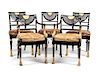 A Set of Twelve Regency Style Ebonized and Parcel Gilt Chairs Height 34 1/4 inches.