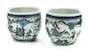 A Pair of Chinese Famille Verte Porcelain Jardinieres Height 12 x width 14 1/2 inches.
