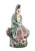 A Chinese Enameled Porcelain Figure Height 25 inches.