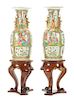 A Pair of Chinese Rose Canton Porcelain Vases Height 31 inches.