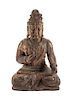 A Chinese Carved Wood Figure Height 40 inches.