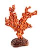 A Chinese Carved Coral Figural Group Height 12 1/2 x width 13 1/2 inches.