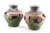 A Pair of Chinese Cloisonne Over Porcelain Vases Height 15 inches.