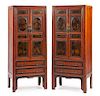 A Pair of Chinese Lacquered Cabinets Height 68 x width 29 x depth 18 1/2 inches.