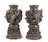 A Pair of Japanese Bronze Urns Height 40 inches.
