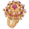 J ROSSI ruby and diamond 18K yellow gold ring.