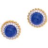 TIFFANY & CO. lapis lazuli and diamond 18K yellow gold pair of earrings.