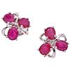 A ruby and diamond 18K white gold pair of stud earrings.