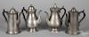 Four American pewter coffee pots