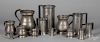 Two sets of graduated pewter measures