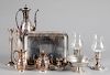 Sterling silver weighted candlesticks, etc.