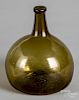 Blown olive amber glass bottle