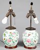 Two Chinese export porcelain famille rose lamps
