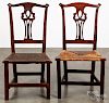 Two New England cherry rush seat side chairs