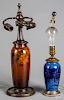 Two art pottery table lamps