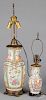 Two Chinese export porcelain table lamps, etc.