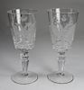 Pair of Russian Monogrammed Crystal Goblets