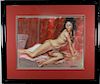 Signed Vintage Reclining Nude Woman