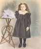 Antique American Folk Art Pastel of a Girl