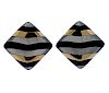 14K Gold MOP Black stone Inlay Square Earrings