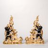 Pair of Patinated- and Gilt-bronze Chenets