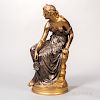 After Etienne-Henri Dumaige (French, 1830-1888)    Silvered and Gilded Bronze Figure of a Classical Maiden with Oil Lamp