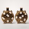 Pair of Royal Worcester Porcelain Aesthetic Movement Moon Flasks
