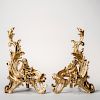 Pair of Louis XV-style Gilt-bronze Chenets