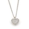 14K White Gold Pave Diamond Heart Pendant Necklace