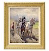 Benyovszky Horse and Carriage Oil on Canvas Painting