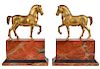 19th Ct. Pr. Gilt Bronze Horses on Faux Marble Plinths