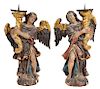 Pr. 18th C. Italian Carved & Gilded Angel Prickets