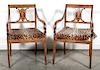 Pair of Empire Style Inlaid Upholstered Armchairs