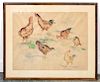 Isabel L. Whitney, Watercolor, Roosters