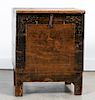Chinese Small Wooden Storage Chest, Hinged Lid