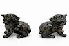 Pair of Small Chinese Foo Lions Metal Paperweights
