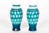 Pair, Chinese Peking Honeycomb Blue & White Vases