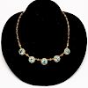 10k Gold, Blue Zircon, & Seeded Pearl Necklace