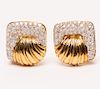 Pair, 18k Gold & Diamond Earrings, 4.25 CTW