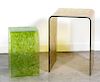 Nest of Two MCM Glass Waterfall Tables with Color