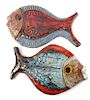 Two MCM Glazed Pottery Wall Hanging Fish