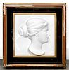 Framed Marble Figural Profile Plaque in Shadow Box