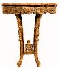 Petit Louis XV Giltwood Marble Top Console Table