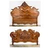 19th Century Rococo Ornately Carved Bed Frame