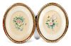 Pair, Signed Oval Framed Floral Watercolors