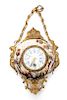 Small Painted Porcelain Gilt Mounted Hanging Clock